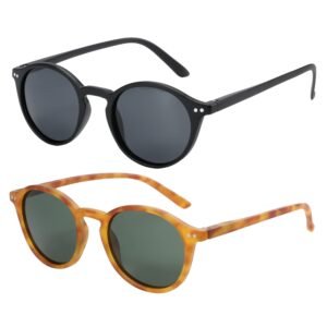 ZENOTTIC Polarized Sunglasses for Women Men: Retro Shades Round | Square Frame UV Protection 2 Pack