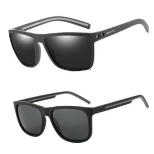 ZENOTTIC Polarized Sunglasses for Men, Lightweight TR90 Square Frame, UV400 Protection, 2 Pack